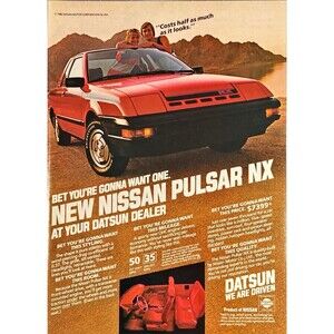 Nissan Pulsar NX "We Are Driven" Vintage Print Ad 1983